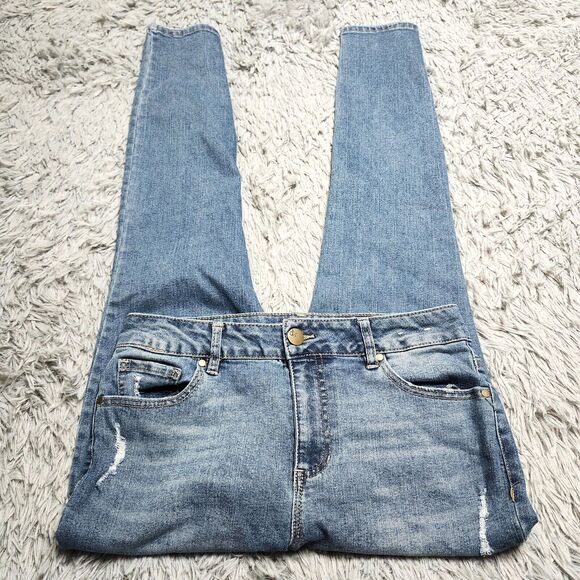 D Jeans Womens Size‎ 6 30x29 Blue Mid Rise Skinny Stretch Distressed Denim D. - Picture 3 of 15